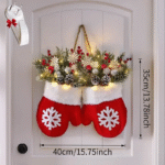Christmas Wreath with Red Berries & Snowy Pine Cones – Self-Lit, Easy Hang (1pc/2pcs) - Image 5