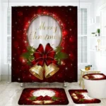 Red Christmas Tree Shower Curtain Set - Image 7