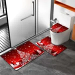 Red Christmas Tree Shower Curtain Set - Image 3