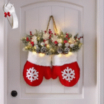 Christmas Wreath with Red Berries & Snowy Pine Cones – Self-Lit, Easy Hang (1pc/2pcs) - Image 4