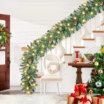 9ft Pre-Lit Christmas Garland with Pine Needles, Cones & 8 Light Modes - Image 2