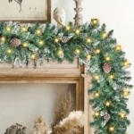 9ft Pre-Lit Christmas Garland with Pine Needles, Cones & 8 Light Modes - Image 4