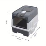 Foldable Large Cat Litter Box with Lid Grey - Image 8