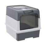Foldable Large Cat Litter Box with Lid Grey - Image 6