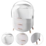 Makeup Organizer Storage Box with Transparent Cover (White) - Image 5