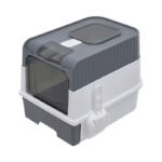 Foldable Large Cat Litter Box with Lid Grey - Image 4