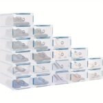 20pcs Clear Foldable Stackable Shoe Storage Boxes (31x20x11cm)
