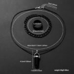 4pcs Men’s Black Quartz Watch & Jewelry Set Bracelet, Necklace & Ring, Gift Boxed - Image 6