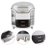 Makeup Organizer Storage Box with Transparent Cover (White) - Image 5