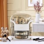 Makeup Organizer Storage Box with Transparent Cover (White) - Image 4