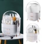 Makeup Organizer Storage Box with Transparent Cover (White) - Image 4