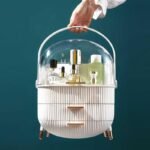 Makeup Organizer Storage Box with Transparent Cover (White) - Image 2