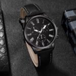 4pcs Men’s Black Quartz Watch & Jewelry Set Bracelet, Necklace & Ring, Gift Boxed - Image 5